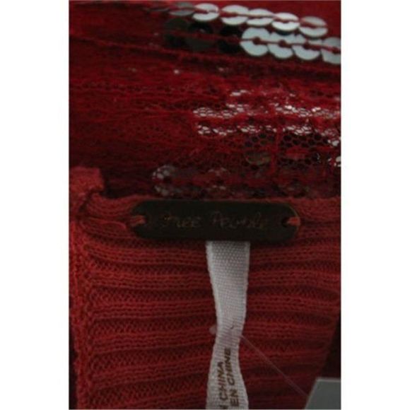 Free People Orange Coral Cotton Siler Sequined Trim VNeck Cropped Sweater Shrug - Picture 6 of 7